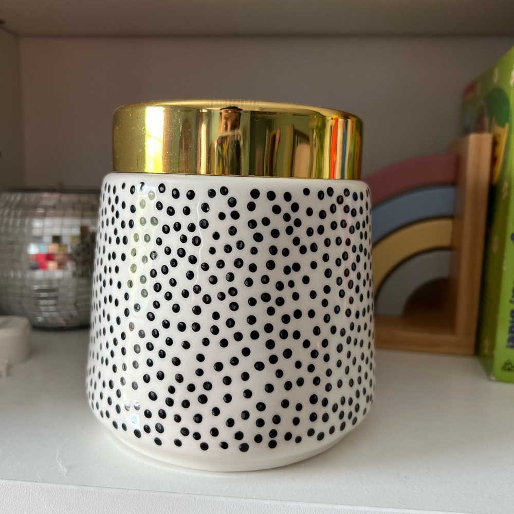 Gold and Black Polka Dot Jar